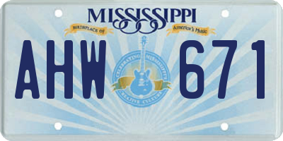 MS license plate AHW671