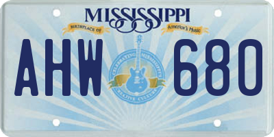 MS license plate AHW680