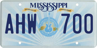 MS license plate AHW700