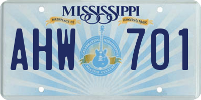MS license plate AHW701