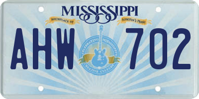 MS license plate AHW702