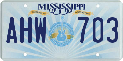 MS license plate AHW703