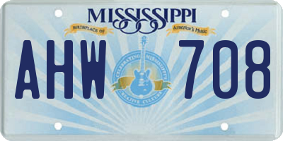 MS license plate AHW708