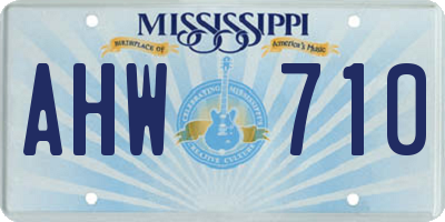 MS license plate AHW710