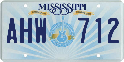 MS license plate AHW712