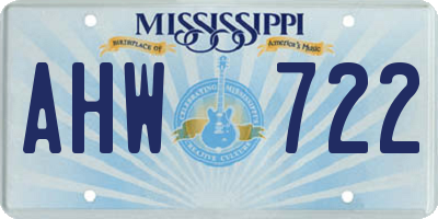 MS license plate AHW722