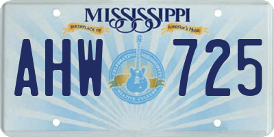 MS license plate AHW725