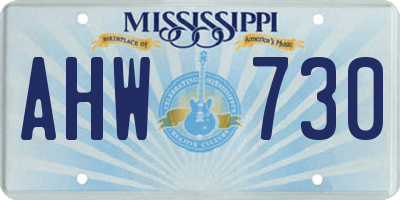 MS license plate AHW730