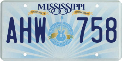 MS license plate AHW758