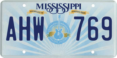 MS license plate AHW769