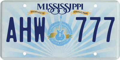 MS license plate AHW777