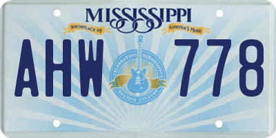 MS license plate AHW778