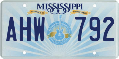 MS license plate AHW792