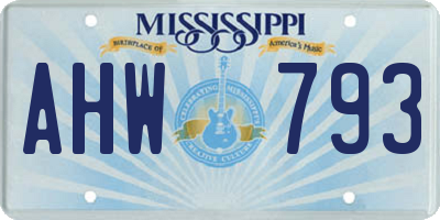 MS license plate AHW793