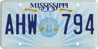MS license plate AHW794