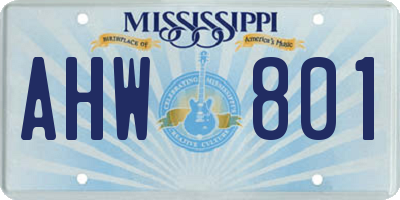 MS license plate AHW801