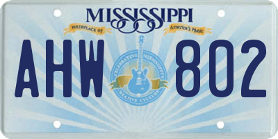 MS license plate AHW802