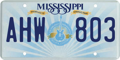 MS license plate AHW803
