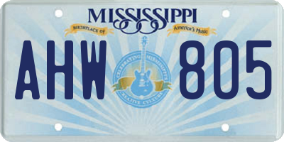 MS license plate AHW805