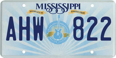 MS license plate AHW822