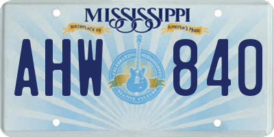 MS license plate AHW840