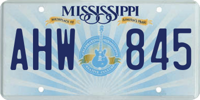 MS license plate AHW845