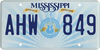 MS license plate AHW849