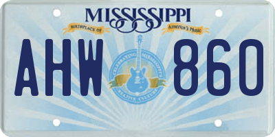 MS license plate AHW860