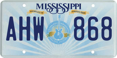 MS license plate AHW868