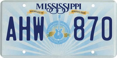 MS license plate AHW870