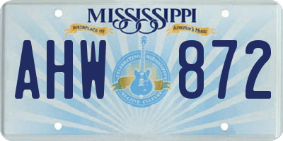 MS license plate AHW872