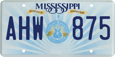 MS license plate AHW875