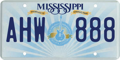 MS license plate AHW888