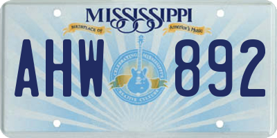 MS license plate AHW892