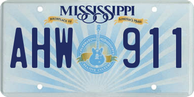 MS license plate AHW911