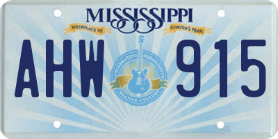 MS license plate AHW915