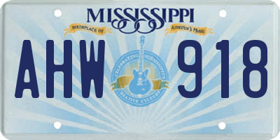 MS license plate AHW918