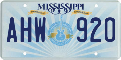 MS license plate AHW920