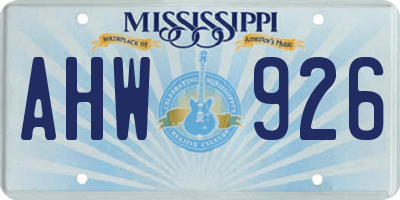 MS license plate AHW926