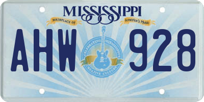 MS license plate AHW928