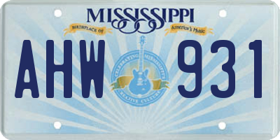 MS license plate AHW931