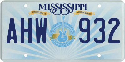MS license plate AHW932