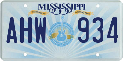 MS license plate AHW934