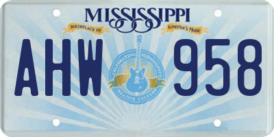 MS license plate AHW958