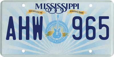 MS license plate AHW965