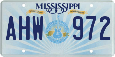 MS license plate AHW972