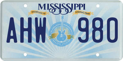 MS license plate AHW980