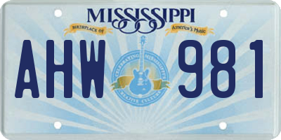 MS license plate AHW981
