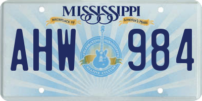 MS license plate AHW984