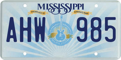 MS license plate AHW985